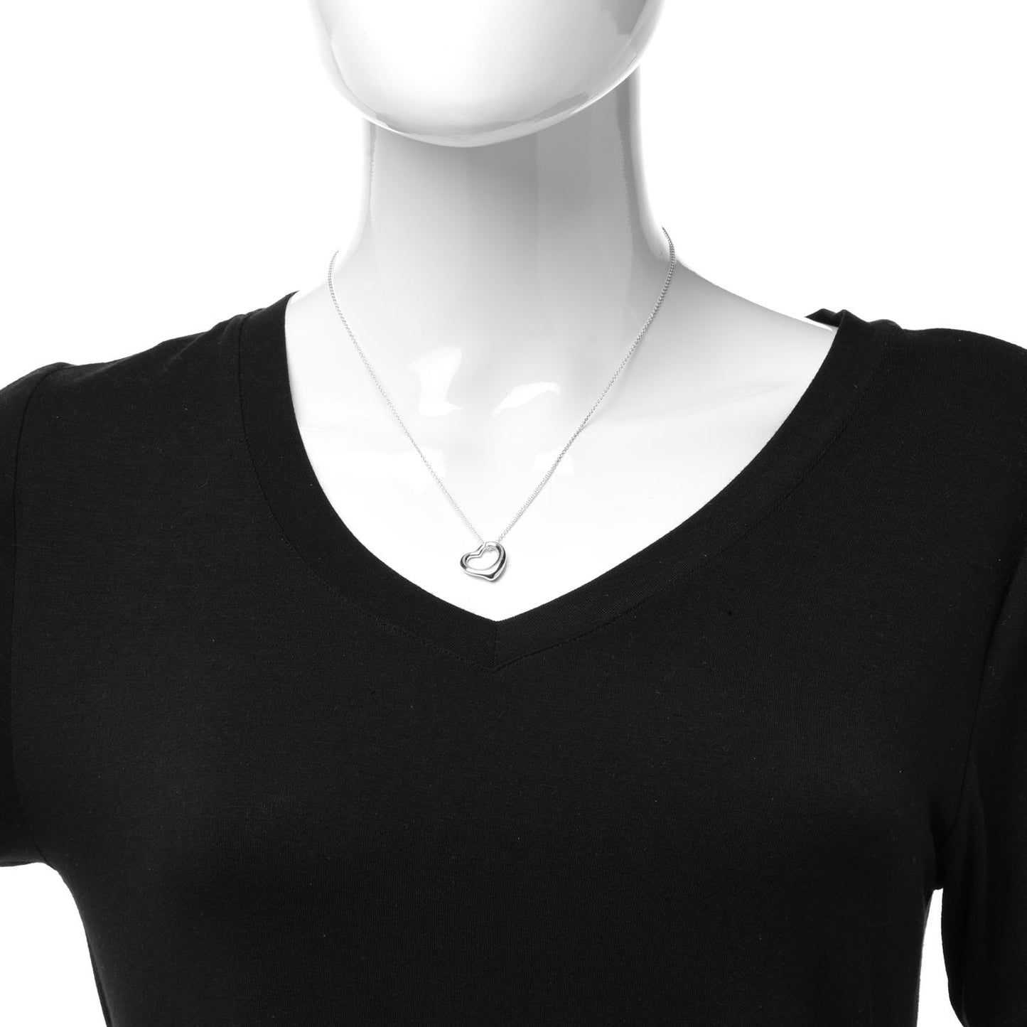 Sterling Silver 16mm Elsa Peretti Open Heart Pendant Necklace