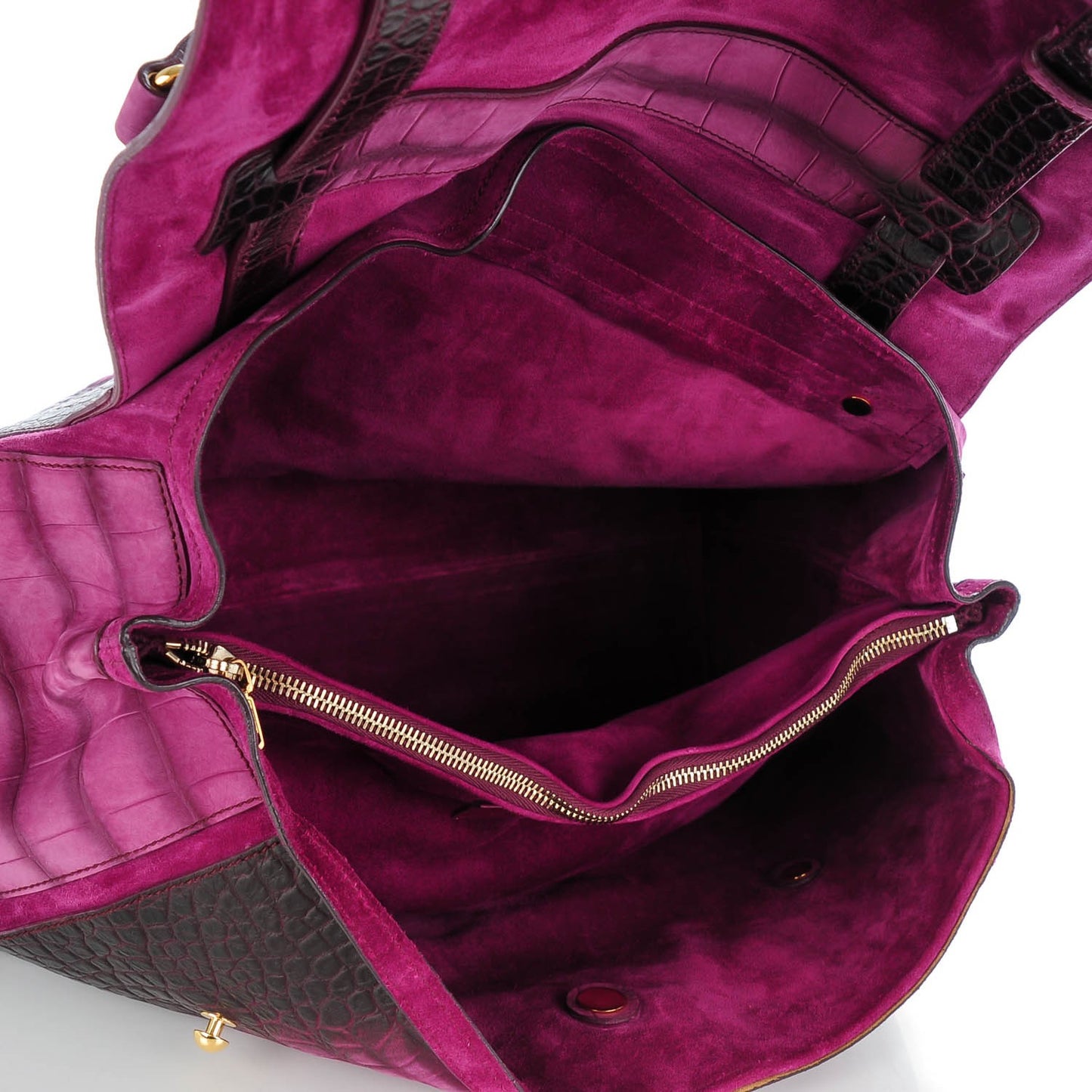 Nubuck Crocodile Embossed Large Muse Two Purple