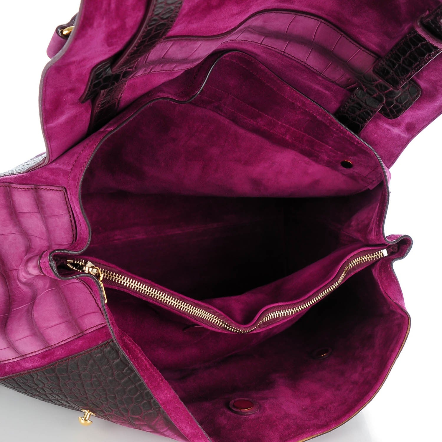 Saint Laurent Nubuck Crocodile Embossed Large Muse Two Purple 5 of 7
