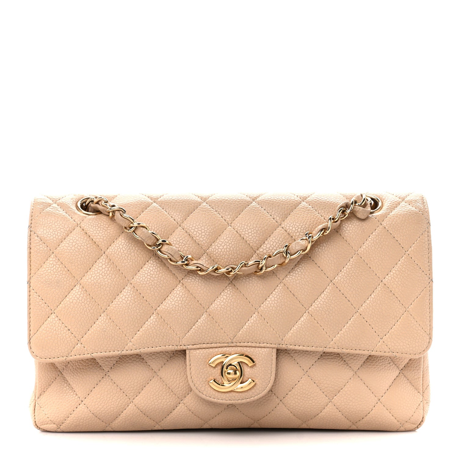 Chanel Caviar Quilted Medium Double Flap Beige 1 of 12