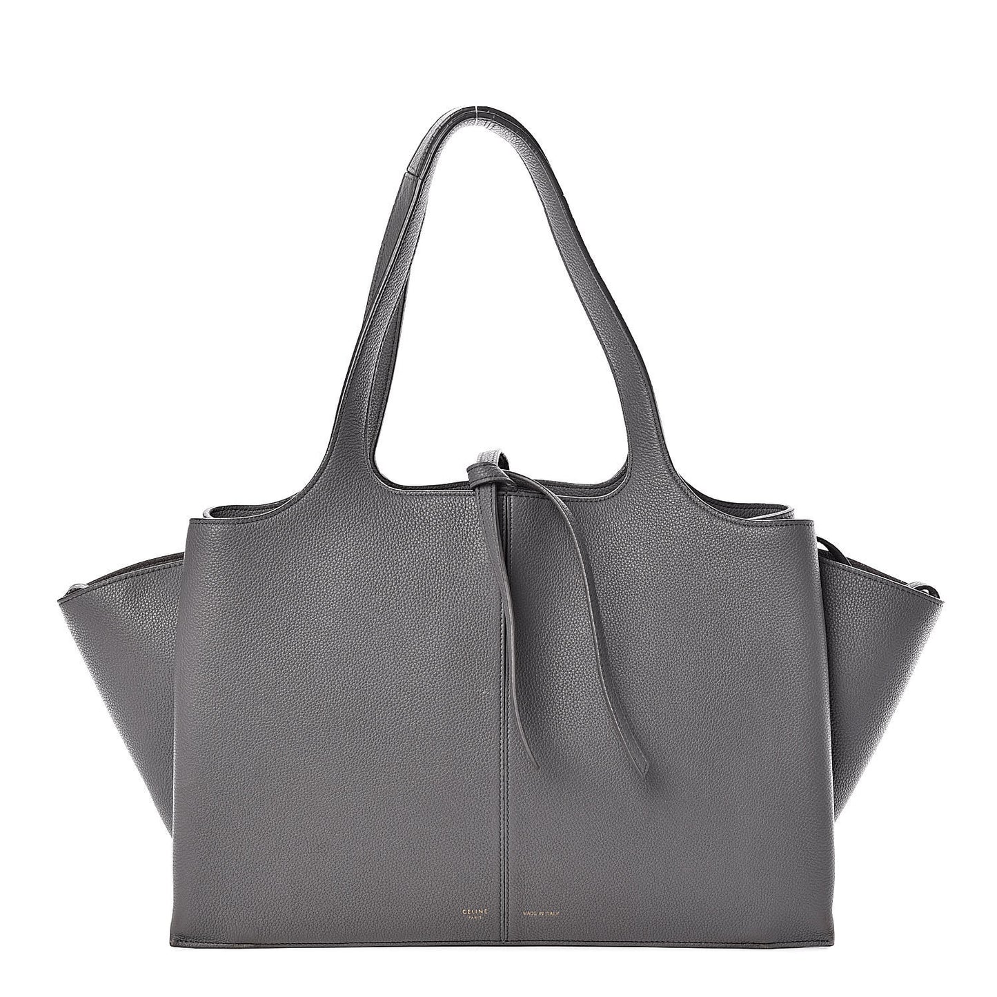 Baby Grained Calfskin Medium Tri-Fold Bag Grey