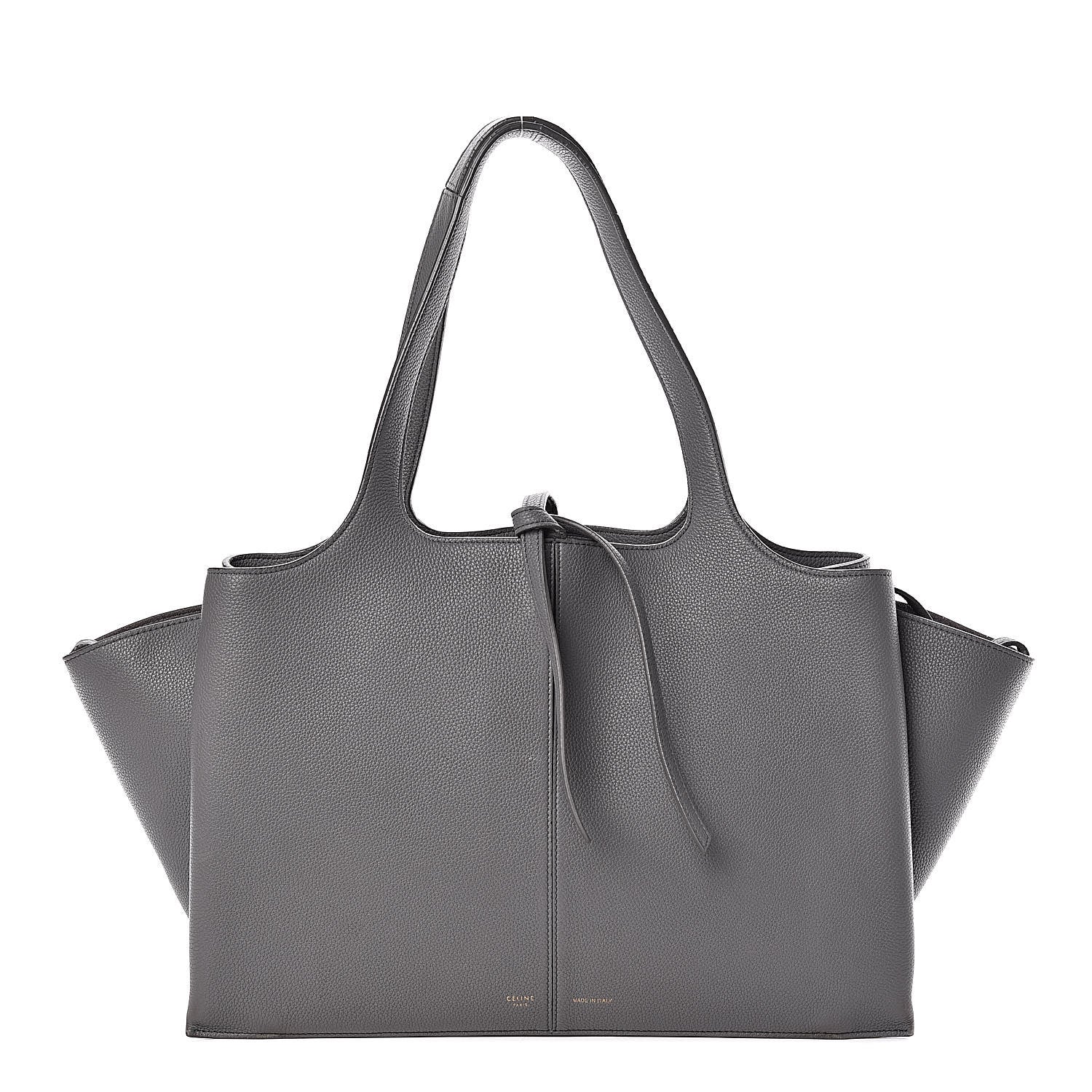 Celine Baby Grained Calfskin Medium Tri-Fold Bag Grey 1 of 15