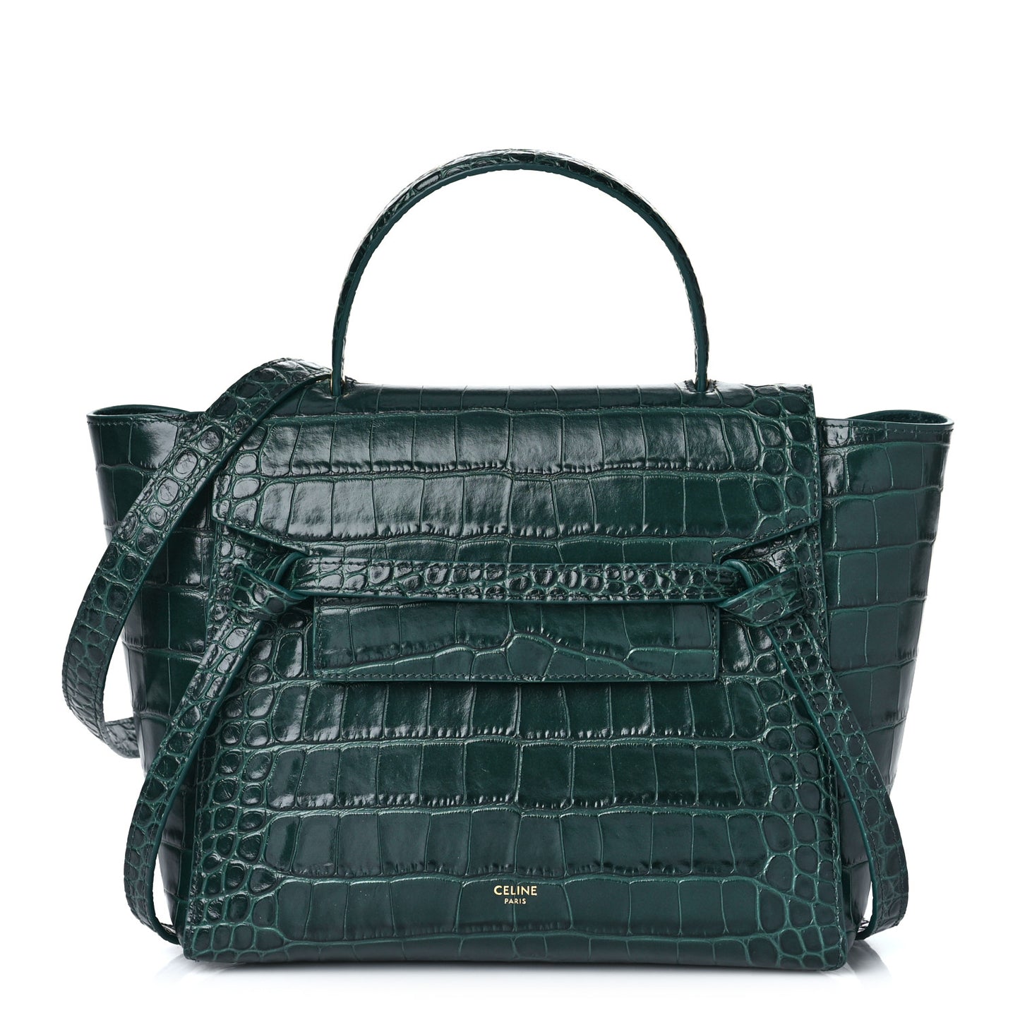 Calfskin Crocodile Embossed Micro Belt Bag Amazone