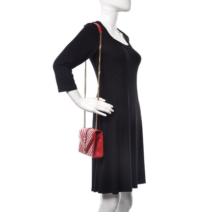 Saint Laurent Lambskin Matelasse Chevron Small Monogram Satchel Red 2 of 12