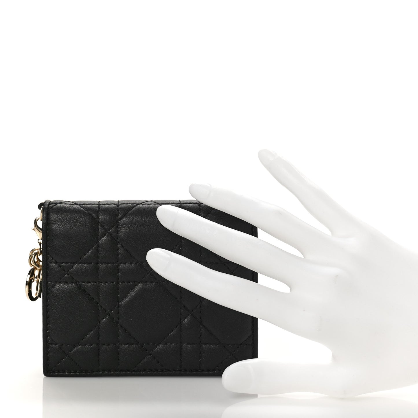 Lambskin Cannage Mini Lady Dior Wallet Black