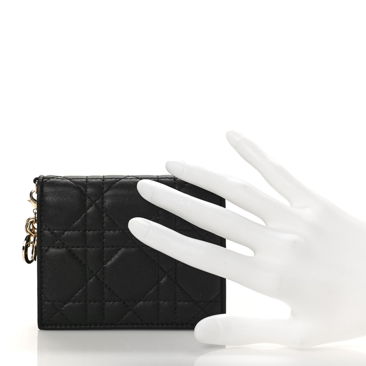 Christian Dior Lambskin Cannage Mini Lady Dior Wallet Black 2 of 8