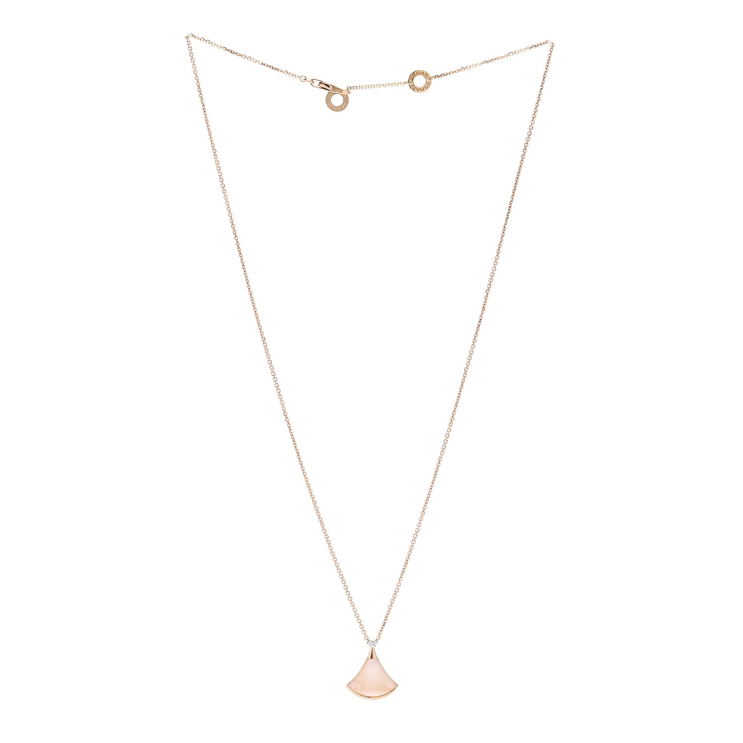 Bulgari 18K Yellow Gold Diamond Mother of Pearl Small Divas' Dream Pendant Necklace 3 of 7