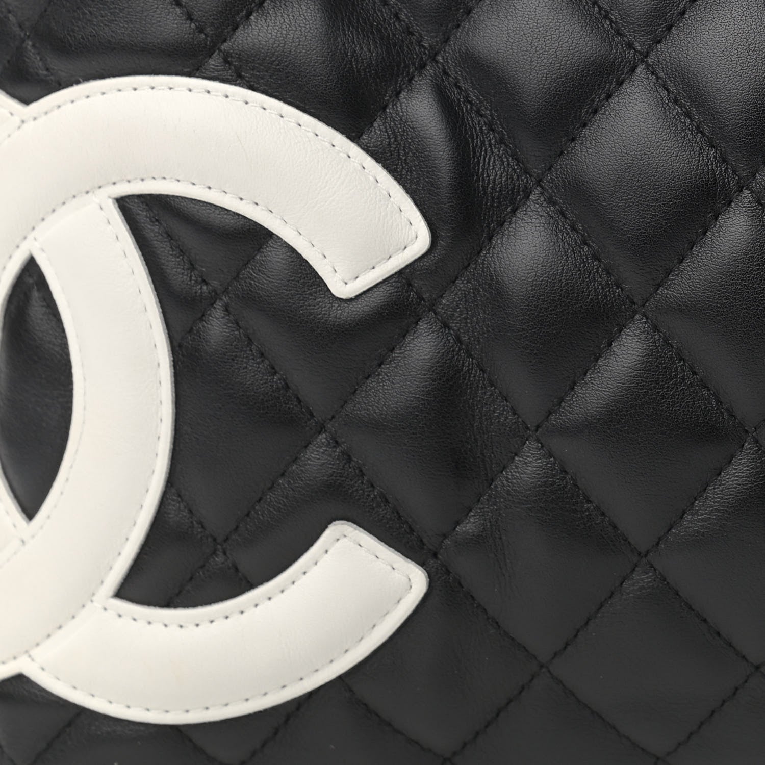 Chanel Calfskin Quilted Large Cambon Bowler Black White 10 of 10