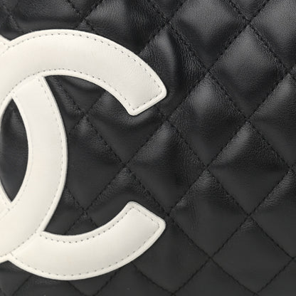 Chanel Calfskin Quilted Large Cambon Bowler Black White 10 of 10