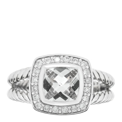 David Yurman Sterling Silver Diamond White Topaz 7mm Petite Albion Ring 48 4.5 1 of 5