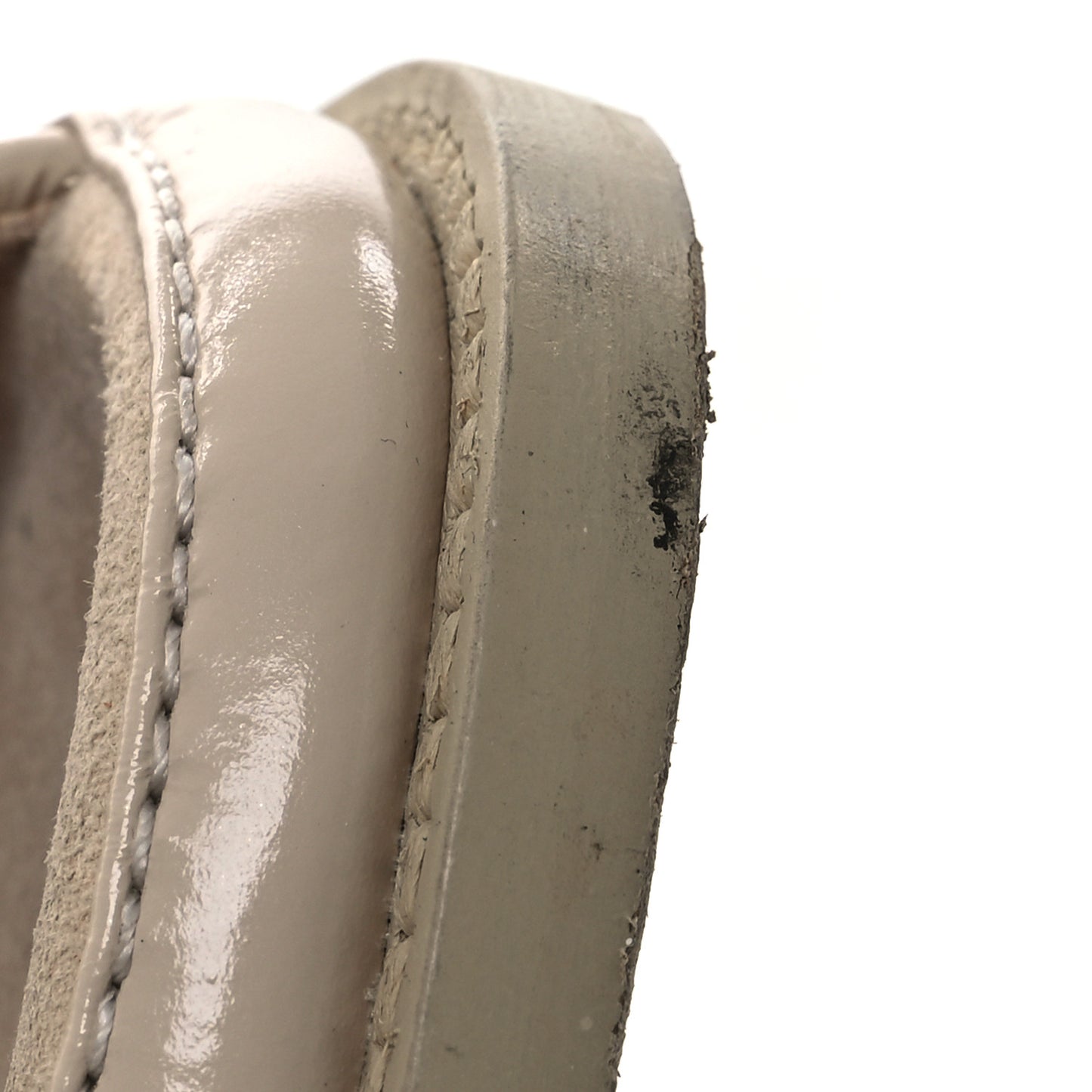 Shiny Calfskin Crystal Quilted Velcro Dad CC Slide Sandals 38 Light Beige