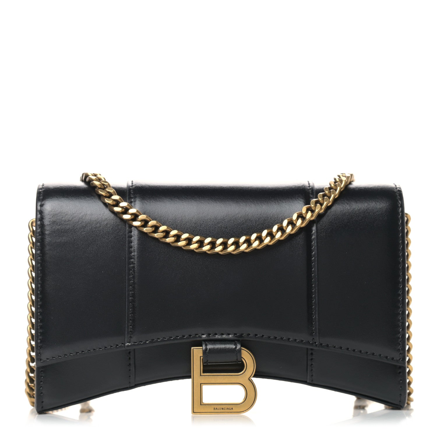 Balenciaga Shiny Box Calfskin Hourglass Chain Bag Black 1 of 8