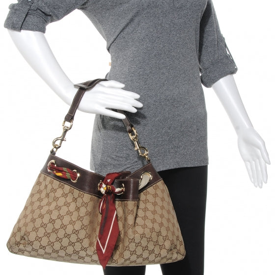 Gucci Monogram Positano Hobo Brown 2 of 7