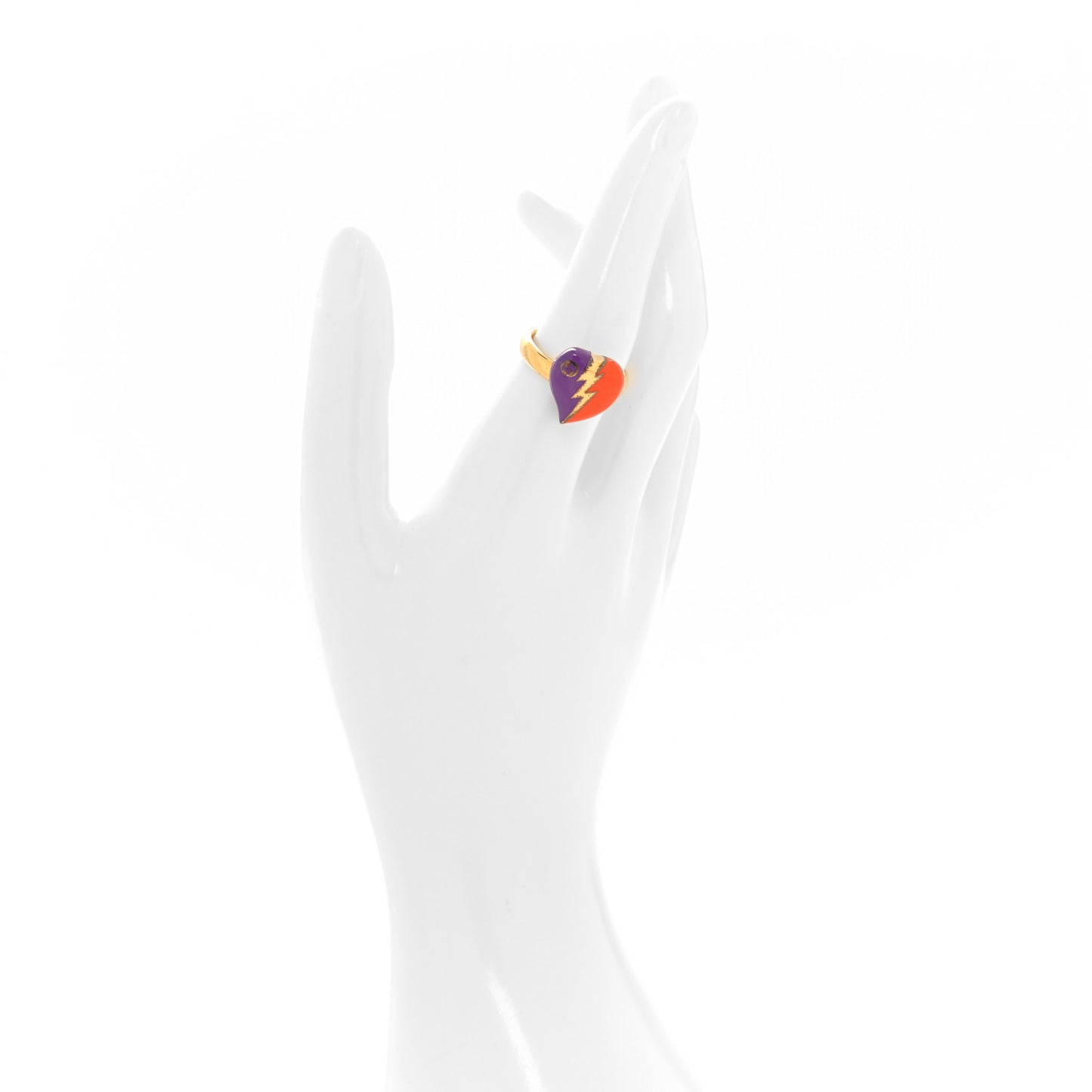 Interlocking G Heart Charm Ring M