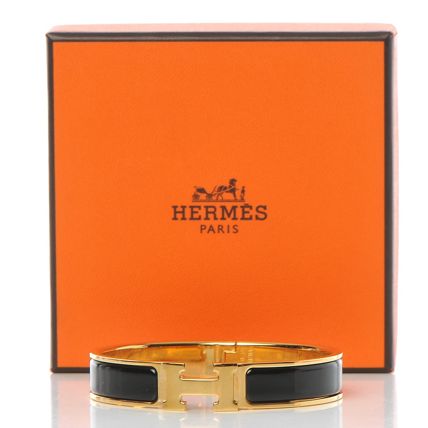 Enamel Narrow Clic Clac H Bracelet PM Black
