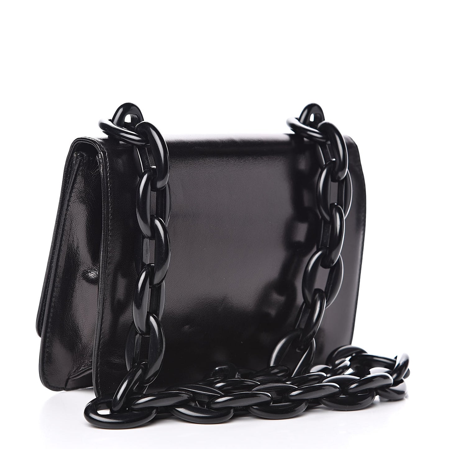 Goatskin Swing Chain Shoulder Bag Black