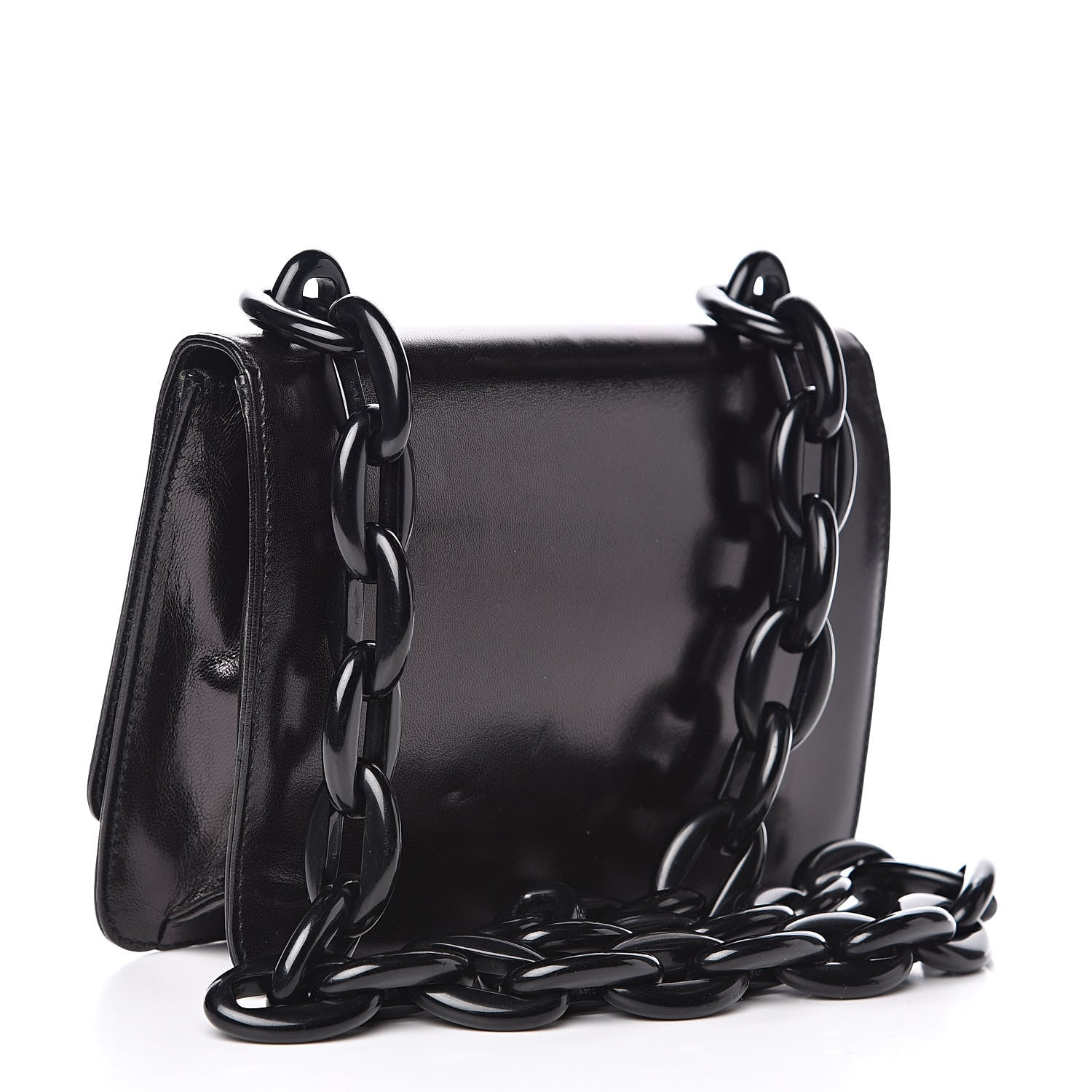 Prada Goatskin Swing Chain Shoulder Bag Black 3 of 12