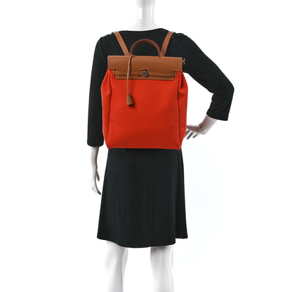 Hermes Military Toile Vache Hunter Herbag a Dos Zip Retourne Backpack Orange Mecano Fauve 2 of 8