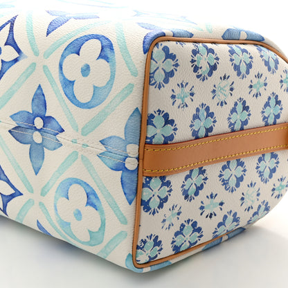 Louis Vuitton Monogram Tiles By The Pool Speedy Bandouliere 25 Lagoon Blue 9 of 9