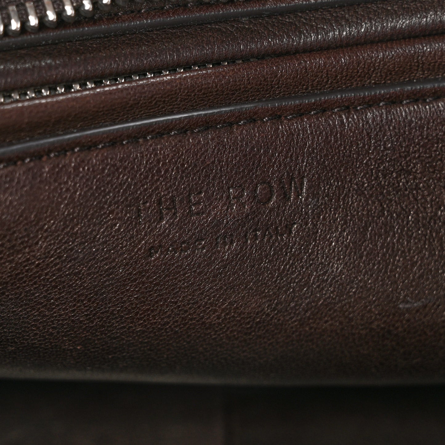 Grained Calfskin E/W Top Handle Bag Deep Brown