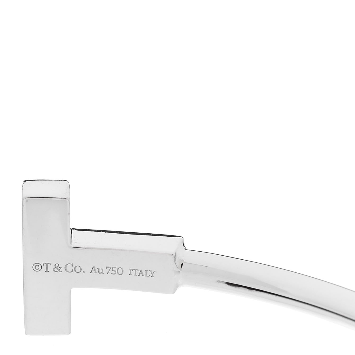 Tiffany 18K White Gold Diamond T Wire Bracelet 3 of 3