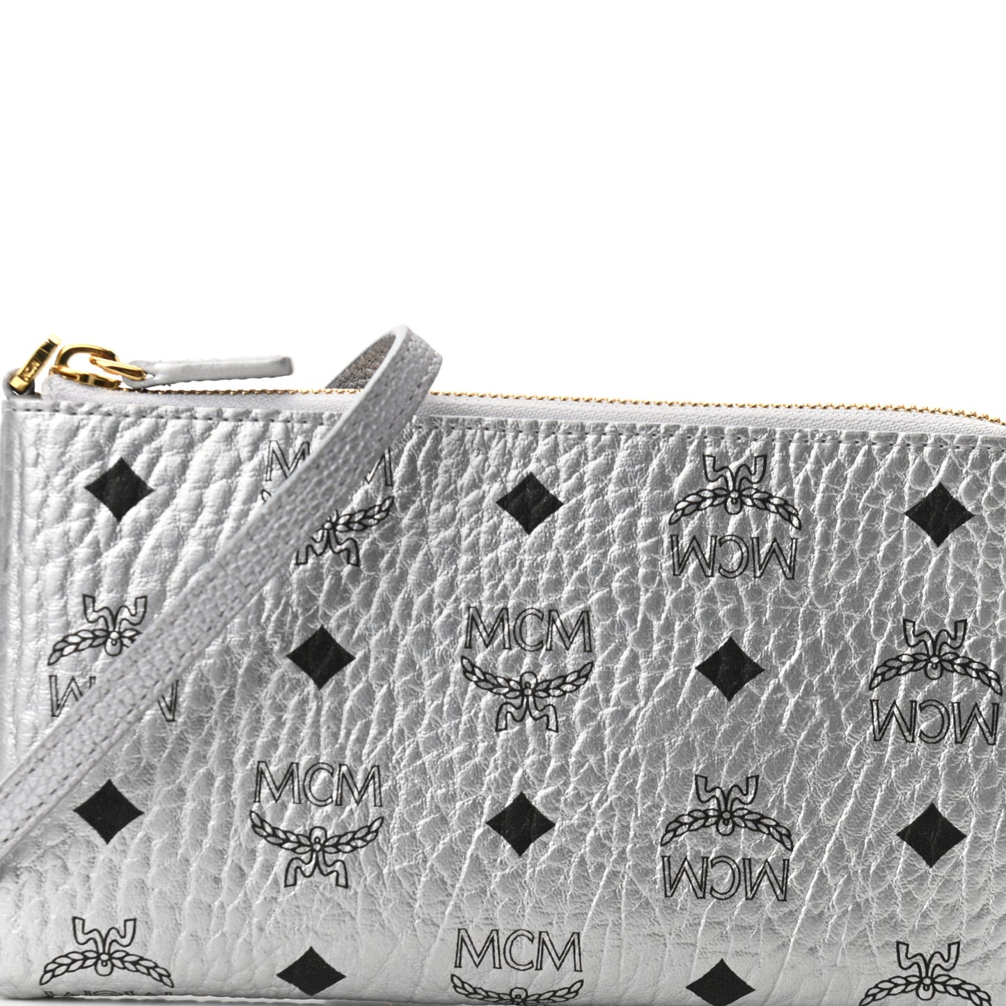 Metallic Visetos Crossbody Tech Pouch Silver