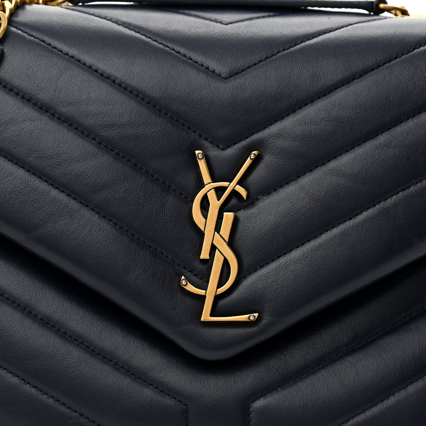 Calfskin Y Quilted Monogram Medium Loulou Chain Satchel Deep Marine