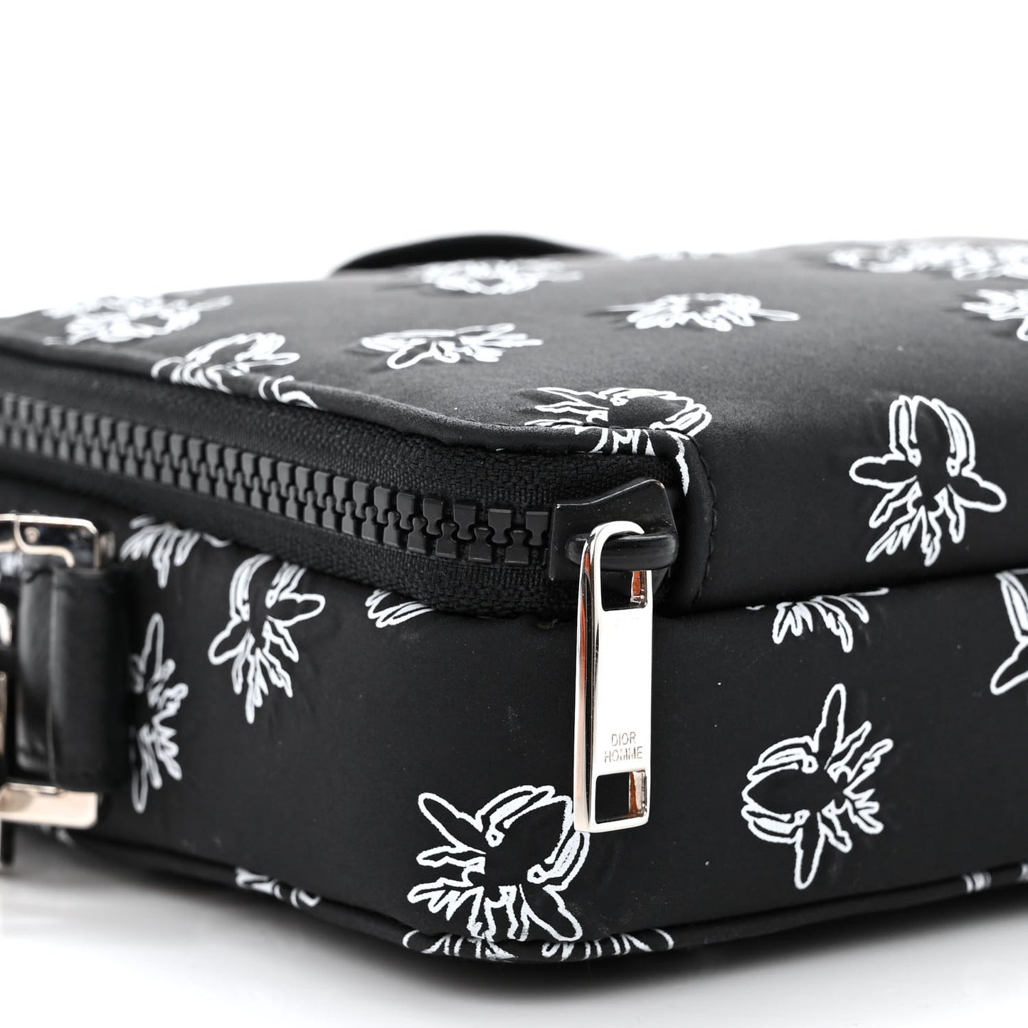 Calfskin Double Zip Crossbody Black White