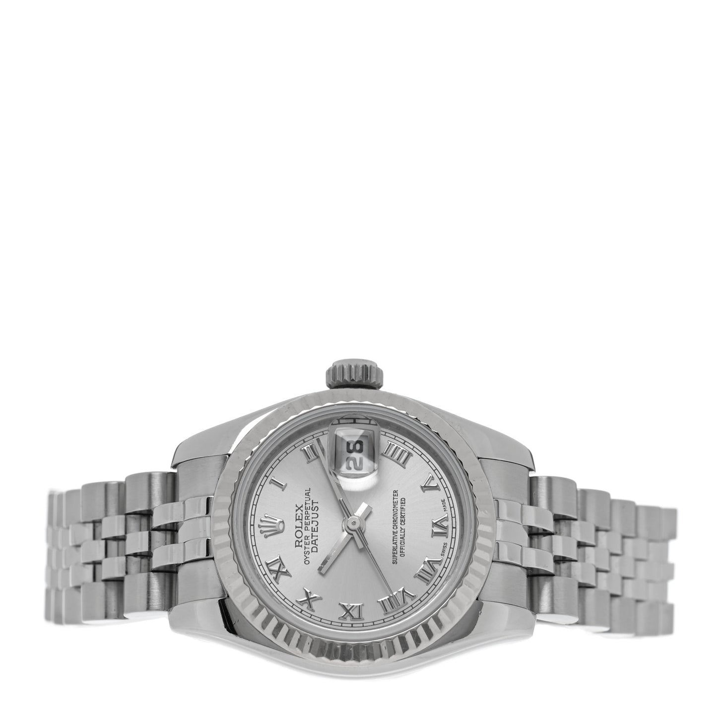 Stainless Steel 18K White Gold 26mm Oyster Perpetual Datejust Watch Silver Roman 179174