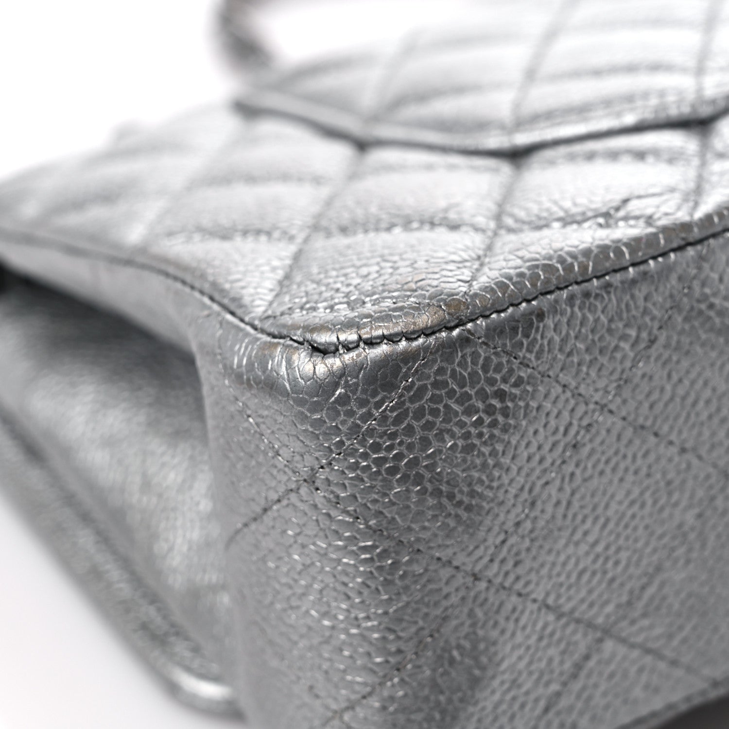 Chanel Metallic Caviar Quilted Medium Double Flap Silver 10 of 15