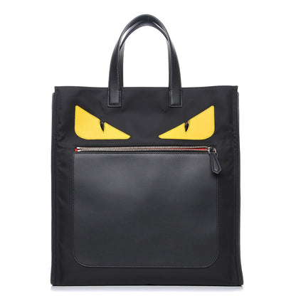 Fendi Nylon Vitello Century Dolce Monster Eyes Tote Black Sunflower 1 of 9