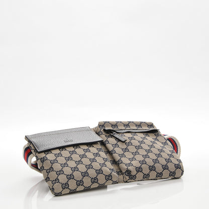 Gucci GG Monogram Web Double Pocket Belt Bag Navy 4 of 10