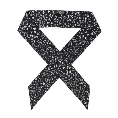 Hermes Silk Scattered Letters Twilly Black 1 of 2