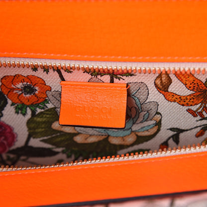 Gucci Canvas Medium Flora Tote White Multicolor Orange Fluo 6 of 9