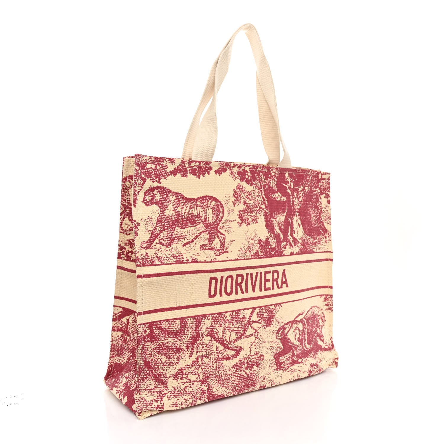 Christian Dior Straw Dioriviera Tote Red 3 of 8