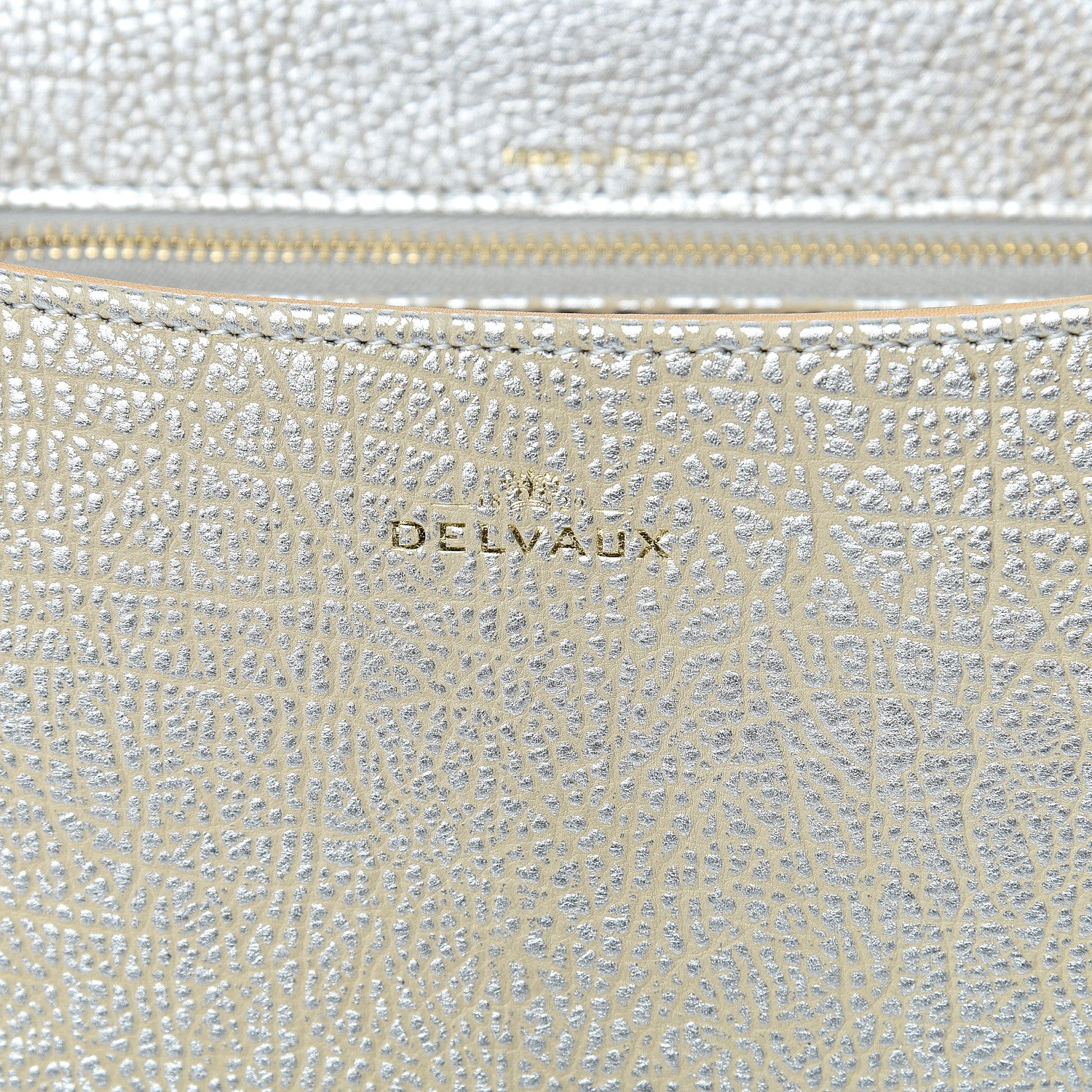 Delvaux Metallic Crispy Calfskin MM Brillant Satchel Antique Silver 5 of 10