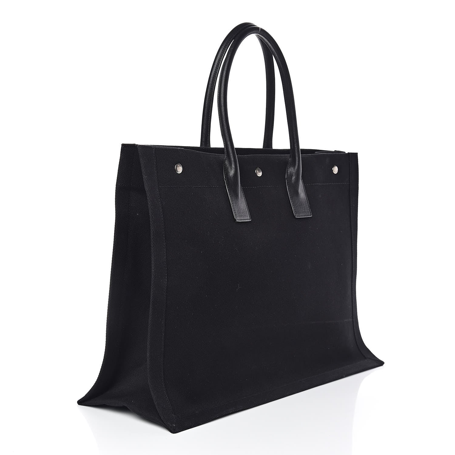 Saint Laurent Linen Calfskin Rive Gauche Tote Black 3 of 13