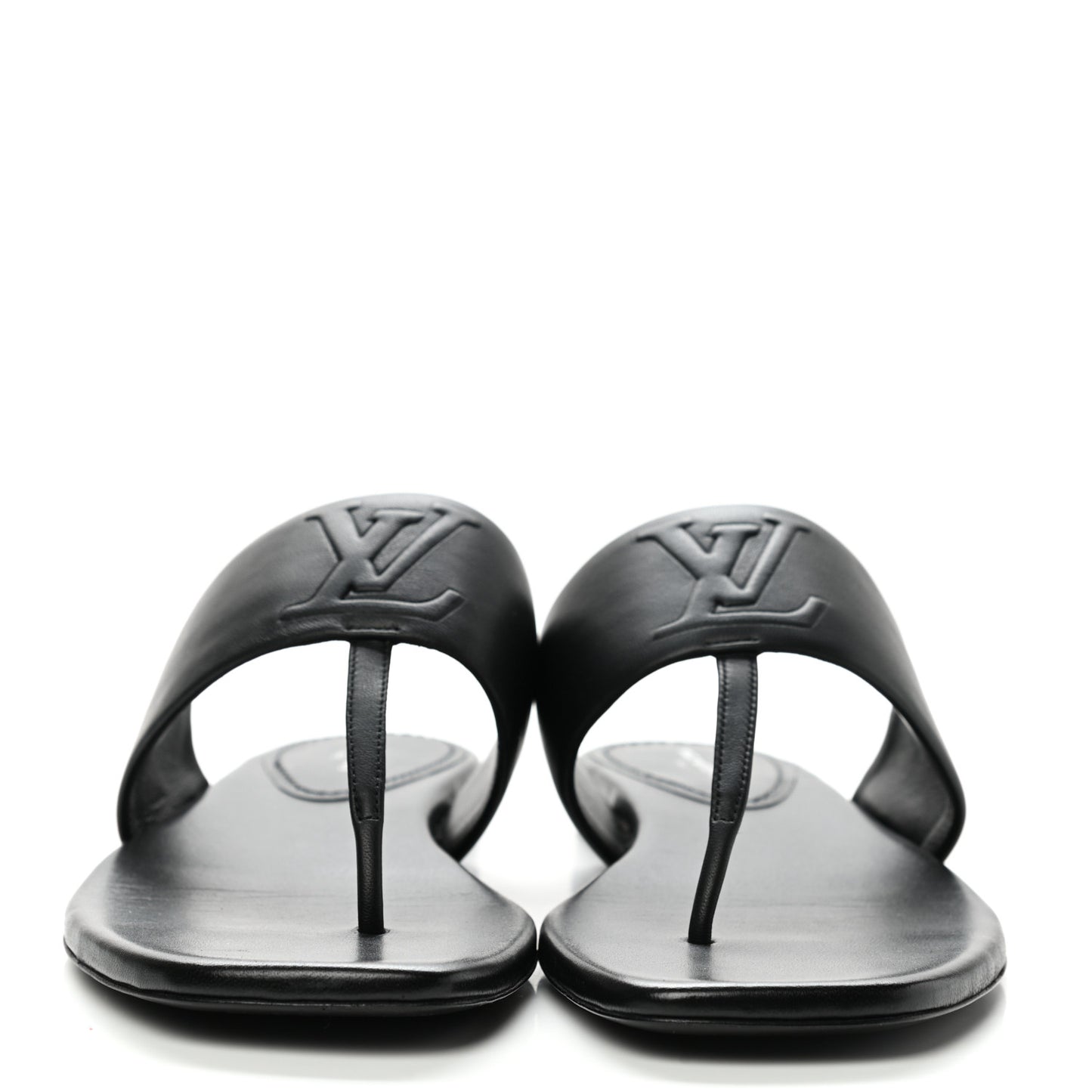Lambskin Embossed Monogram Drapy Flat Thong Sandal 39 Black