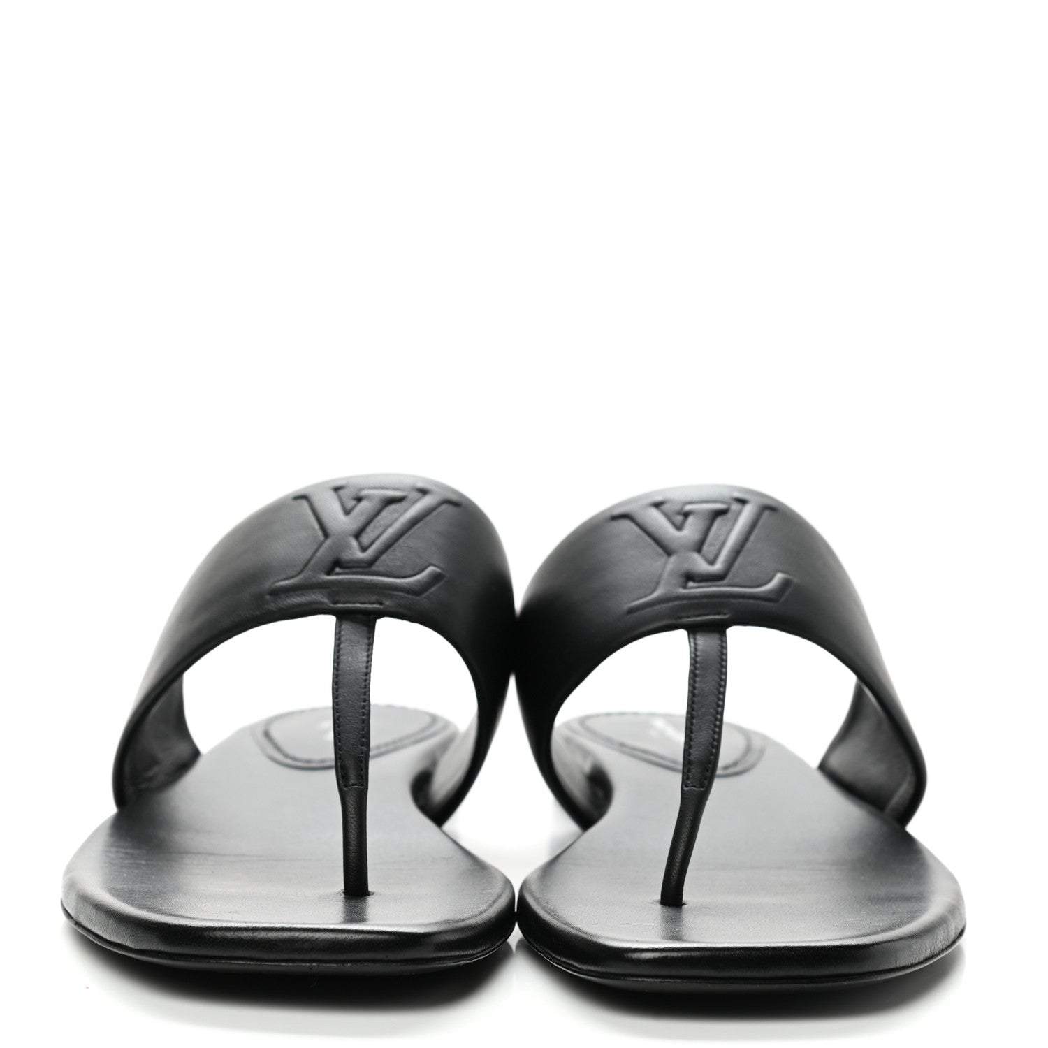 Louis Vuitton Lambskin Embossed Monogram Drapy Flat Thong Sandal 39 Black 2 of 9