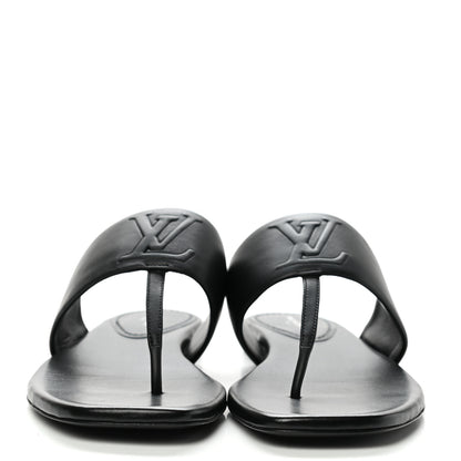 Louis Vuitton Lambskin Embossed Monogram Drapy Flat Thong Sandal 39 Black 2 of 9