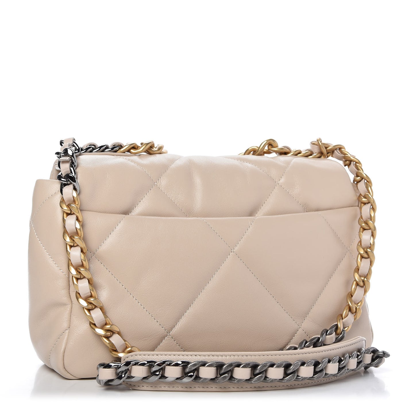 Goatskin Quilted Medium 19 Flap Beige