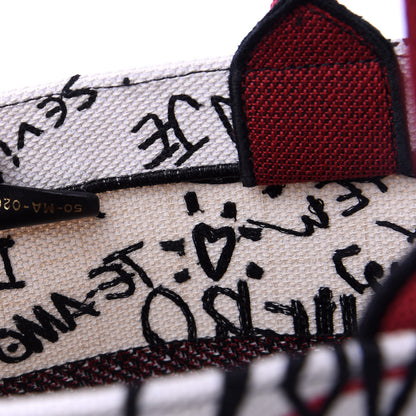 Christian Dior Canvas Embroidered Medium Dioramour Graffiti Book Tote Latte Multicolor 9 of 10