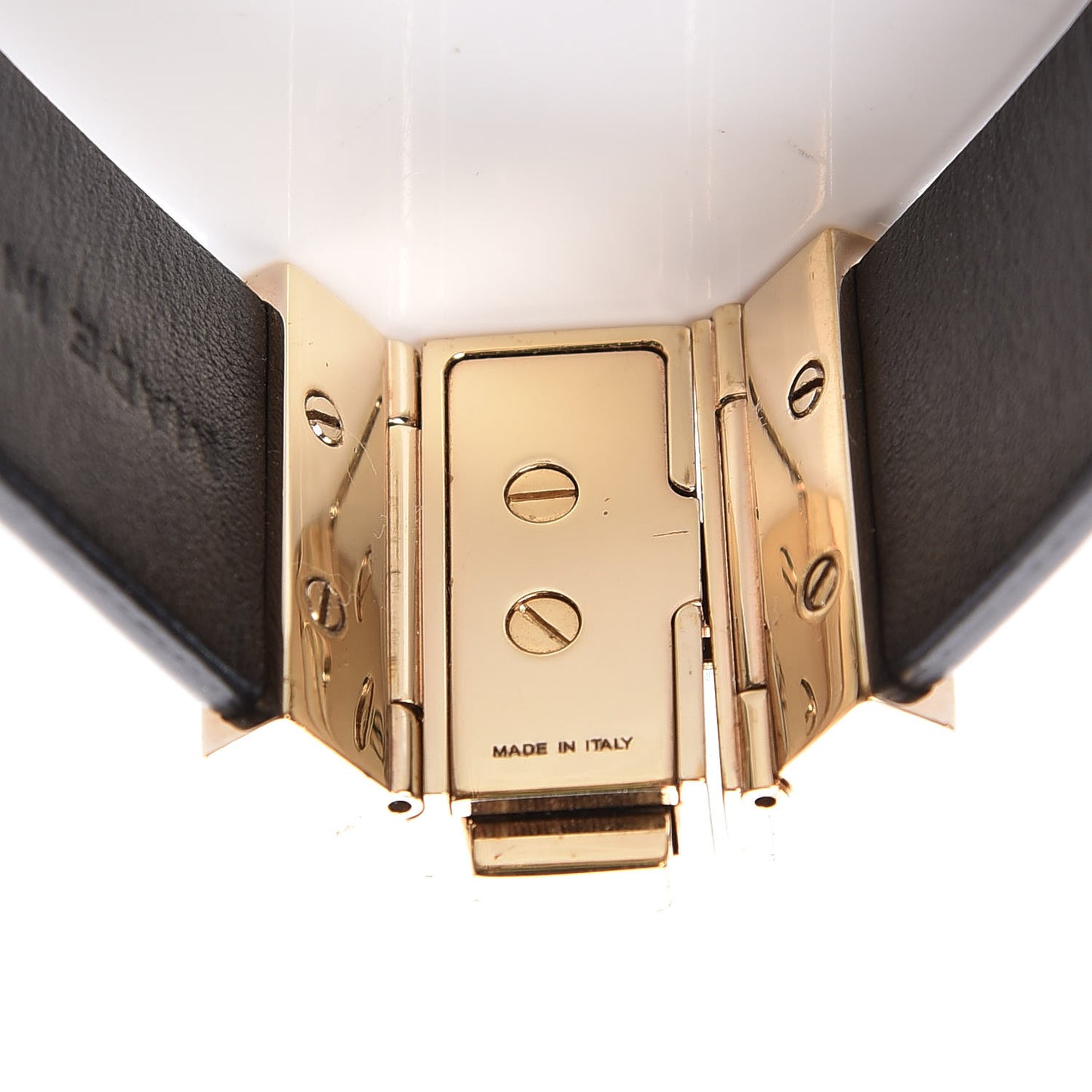 Calfskin Rockstud Bracelet Black Gold