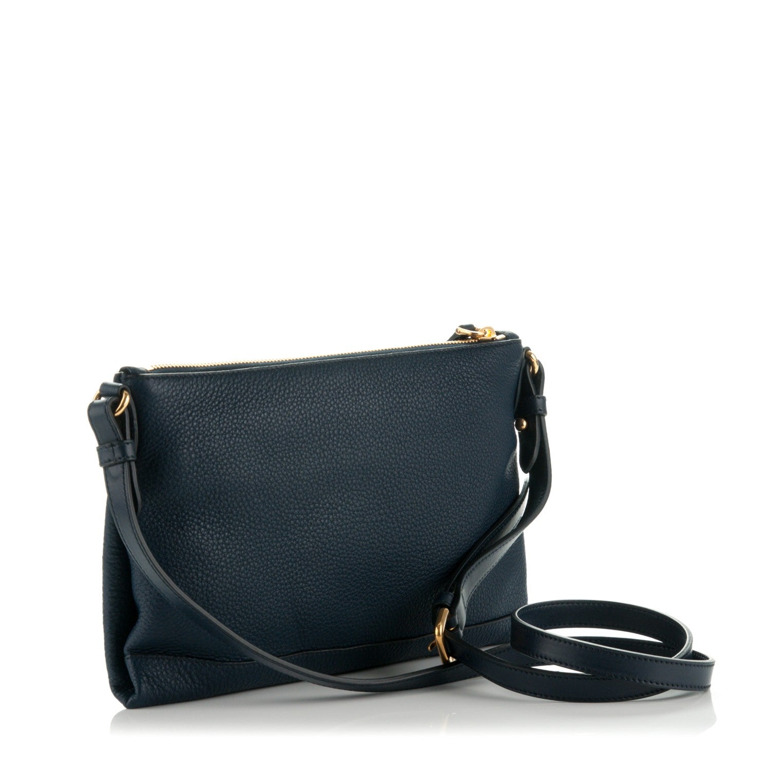 Prada Vitello Daino Zippered Crossbody Bag Baltico 3 of 8