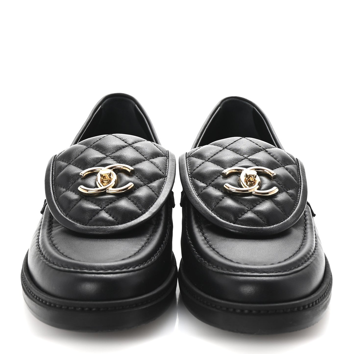 Lambskin Quilted CC Turnlock Loafers 40 Black