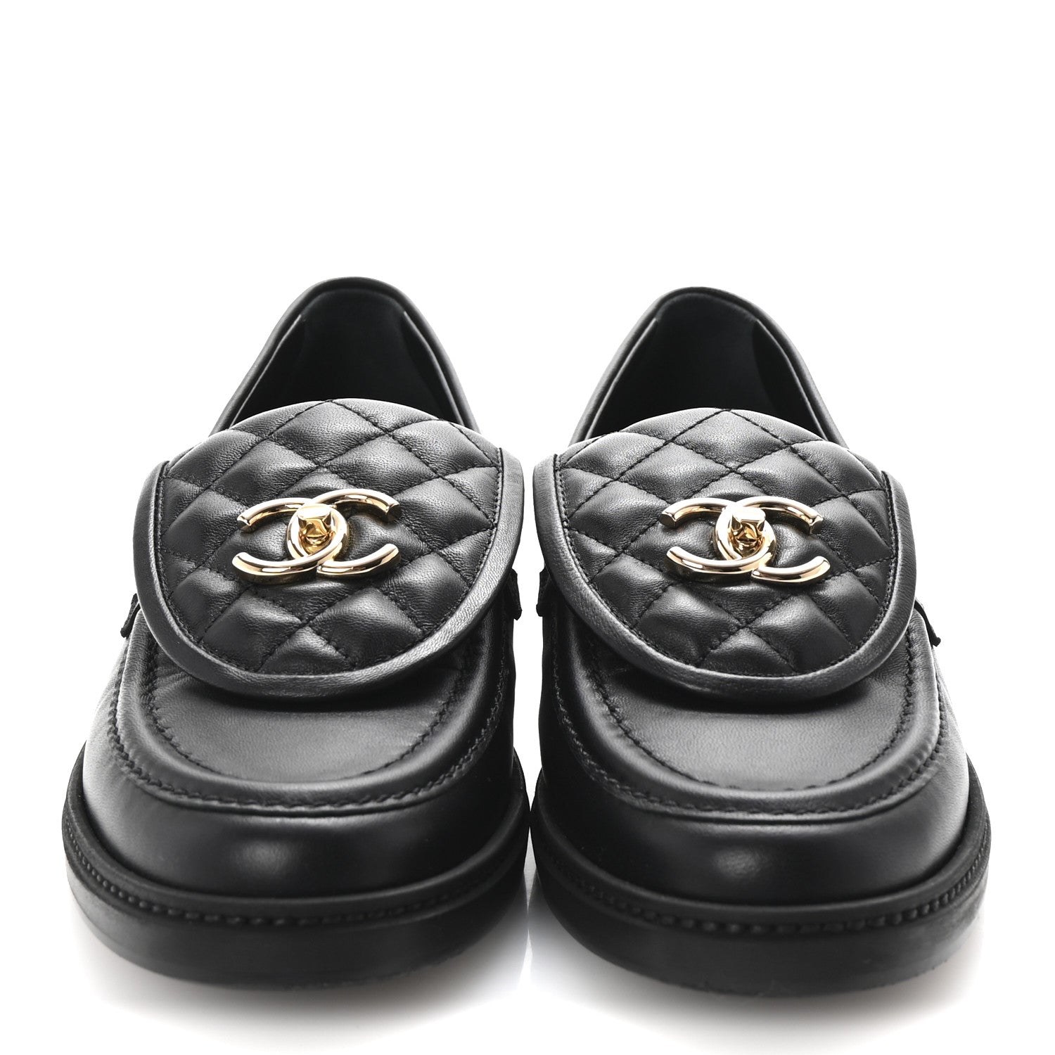Chanel Lambskin Quilted CC Turnlock Loafers 40 Black 3 of 10