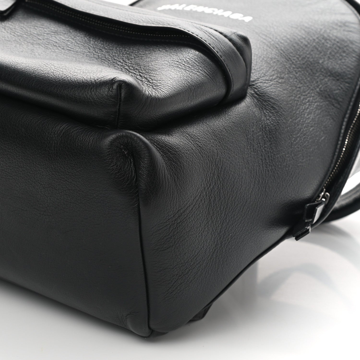 Balenciaga Smooth Calfskin Logo Small Everyday Backpack Black White 10 of 10
