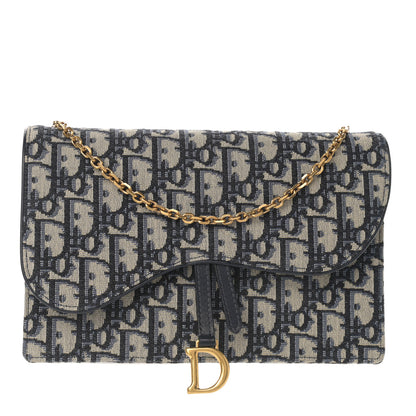 Christian Dior Oblique Saddle Chain Pouch Blue 1 of 9