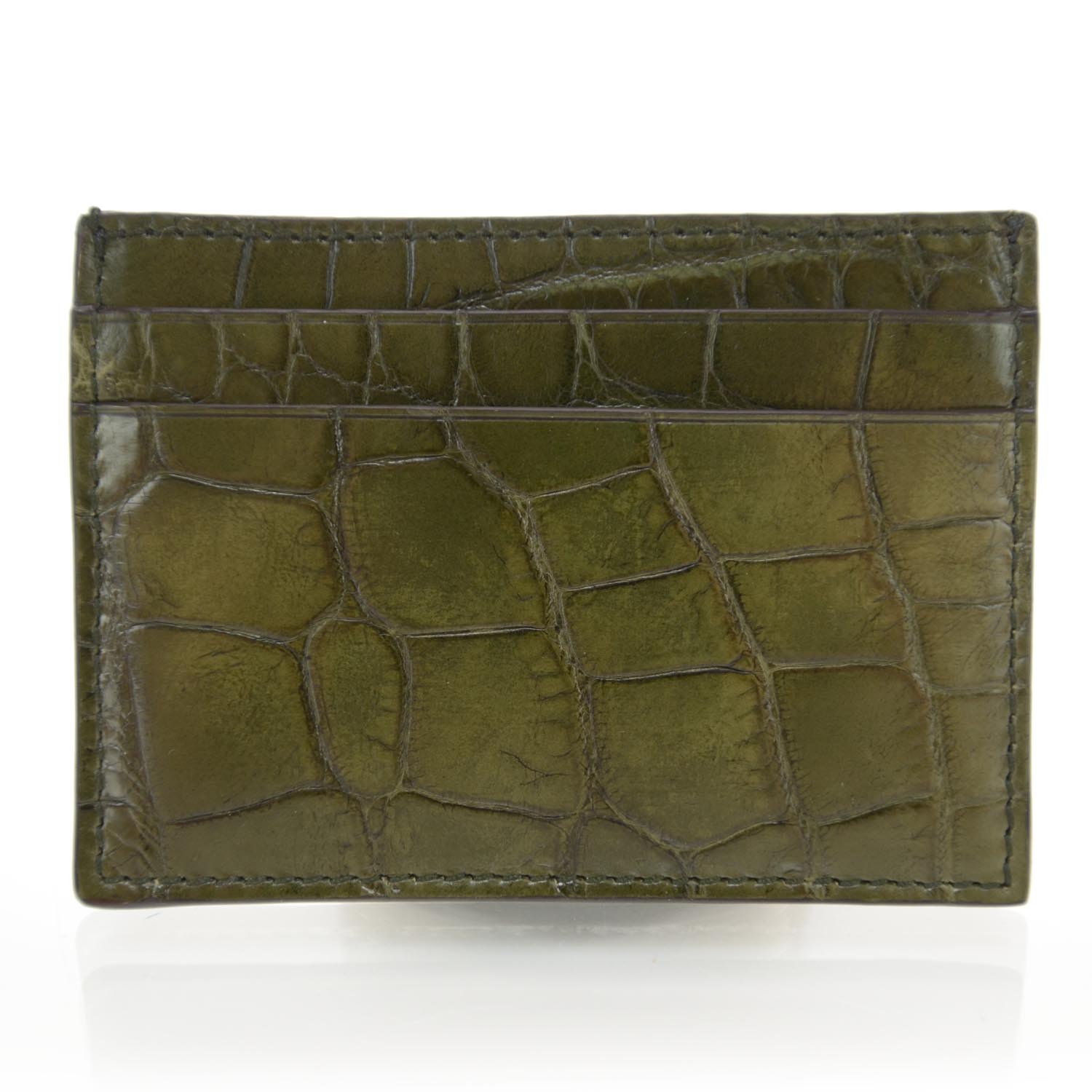 Gucci Crocodile Card Holder Vert Olive 1 of 5