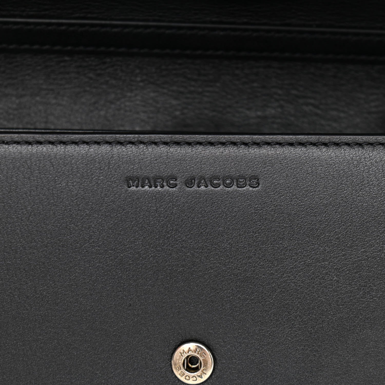 Marc Jacobs Smooth Calfskin Crystal Stud Embellished Clutch Chain Wallet Black 7 of 11